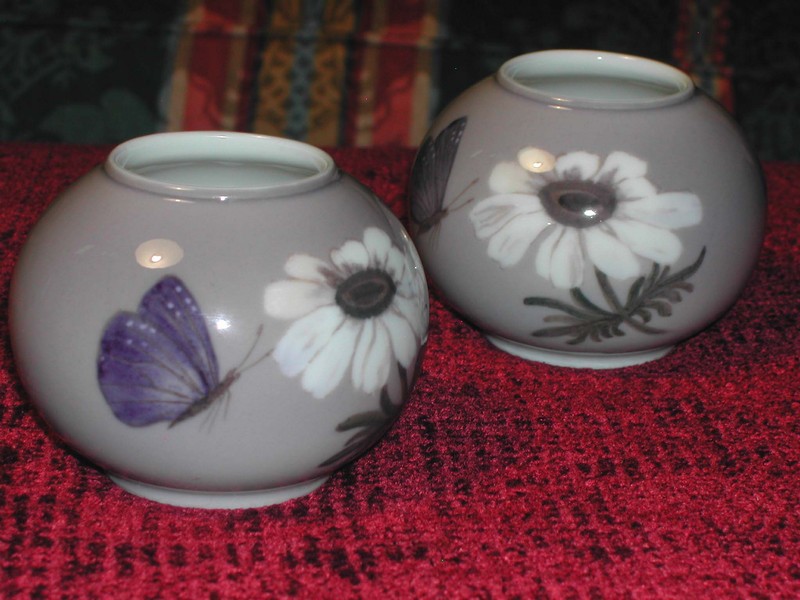 A Lovely Pair of Vintage Royal Copenhagen Squat Vases