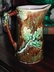 Antique English Majolica Acorn Pitcher Mottled Tree Trunk