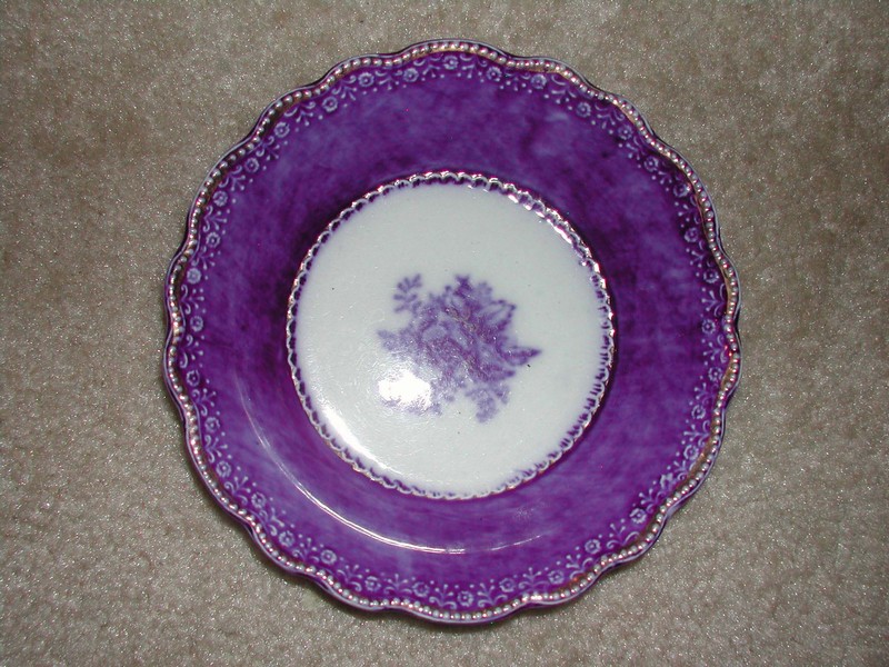 Antique Royal Staffordshire Pottery Flow Blue & Gold Bowl