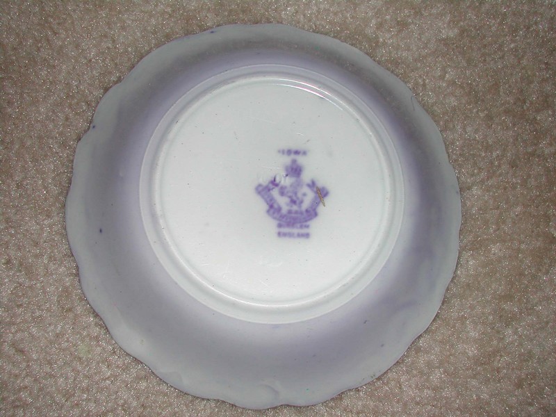 Antique Royal Staffordshire Pottery Flow Blue & Gold Bowl