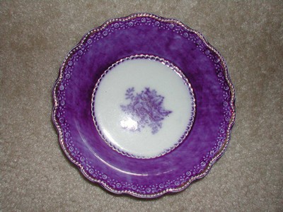 Antique Royal Staffordshire Pottery Flow Blue & Gold Bowl