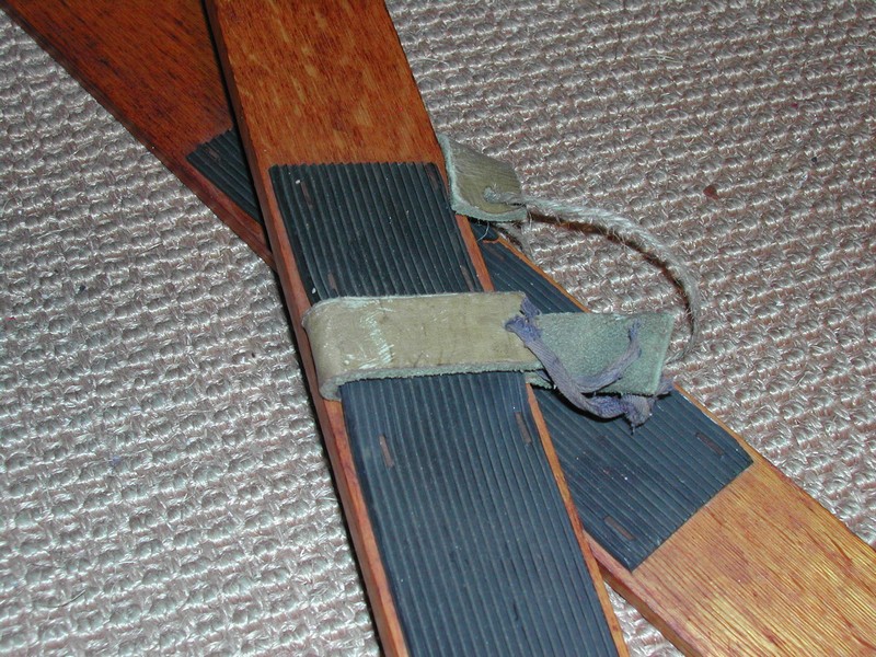 Pair of Vintage Children’s Oak Skis – Red Tips