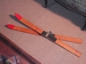 Pair of Vintage Children’s Oak Skis – Red Tips