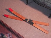 Pair of Vintage Children’s Oak Skis – Red Tips