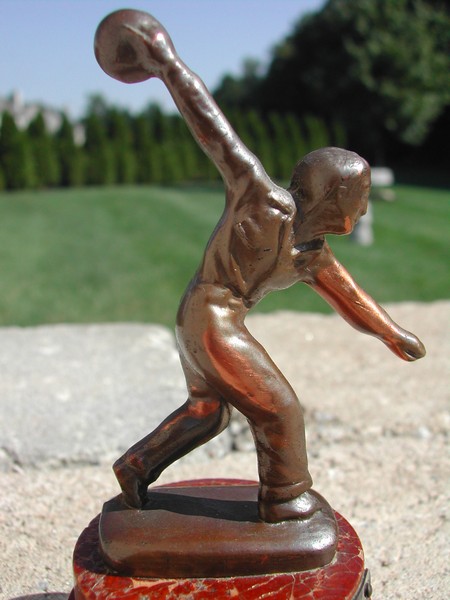 Vintage Copper & Wood Bowling Trophy
