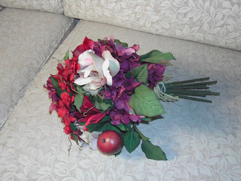 Lovely Faux Silk Floral Arrangement Plum Rust