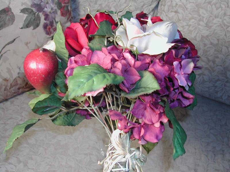 Lovely Faux Silk Floral Arrangement Plum Rust
