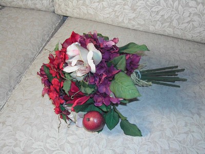 Lovely Faux Silk Floral Arrangement Plum Rust