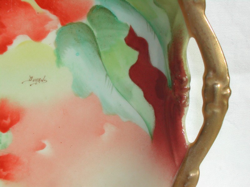 Limoges Hand Painted Poppies Bowl - Artist Signed