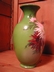 Green Hand Painted Mums Vase