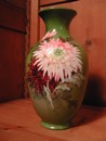 Green Hand Painted Mums Vase