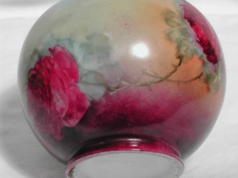 Hand Painted Roses Vase Limoges? Bavaria?