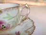 Limoges Hand Painted & Gilded Floral Demitasse Cup/Saucer