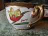 Art Nouveau Limoges Hand Painted Bullion Cup & Saucer Gold Tulip