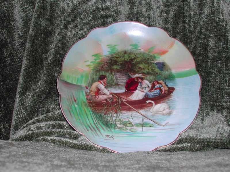 Limoges Fine China LRL Artist Signed Figural Plate "Drifting" ca