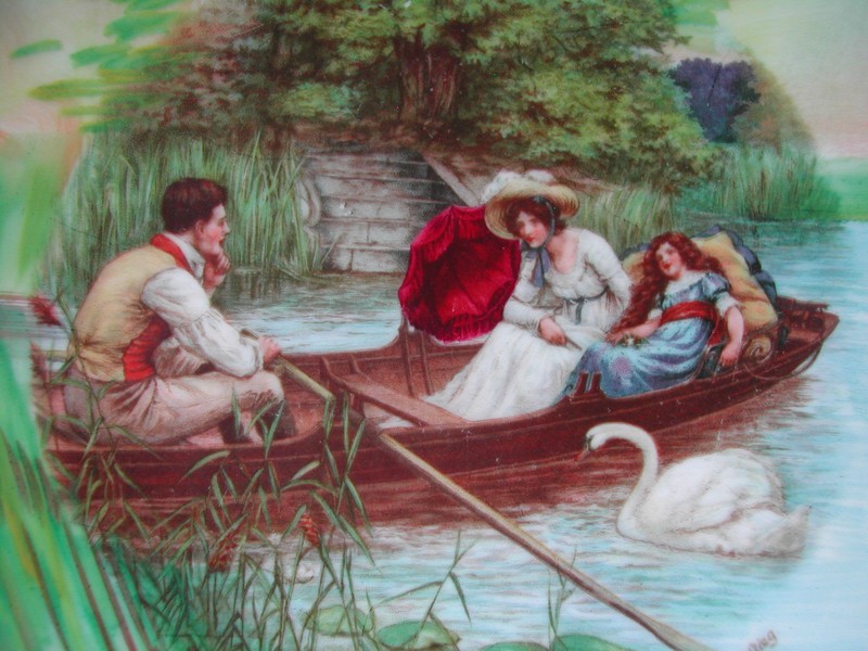 Limoges Fine China LRL Artist Signed Figural Plate "Drifting" ca