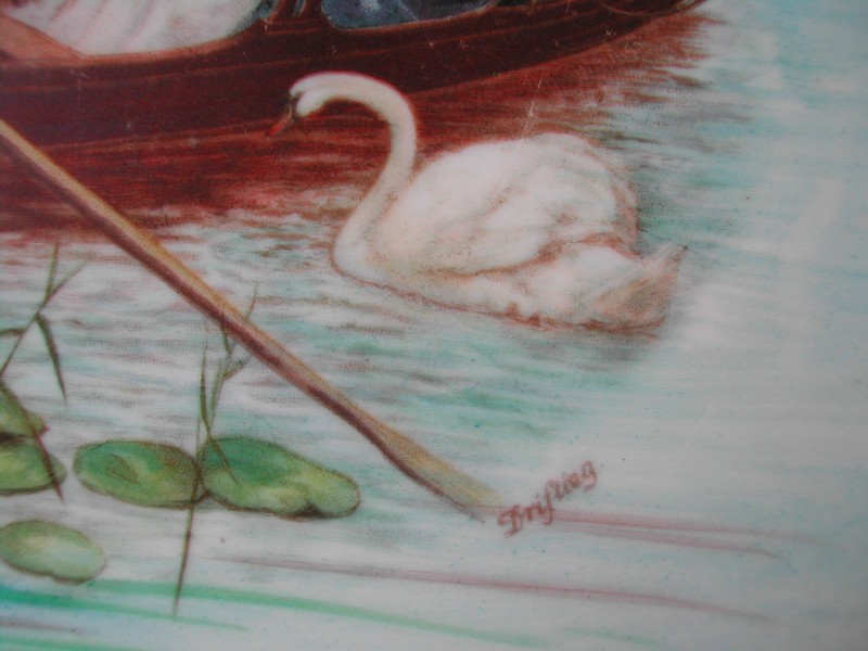 Limoges Fine China LRL Artist Signed Figural Plate "Drifting" ca