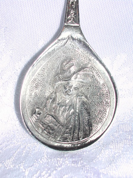 Antique Coin Silver Twist Handle Spoon Flamingo Pilgrim