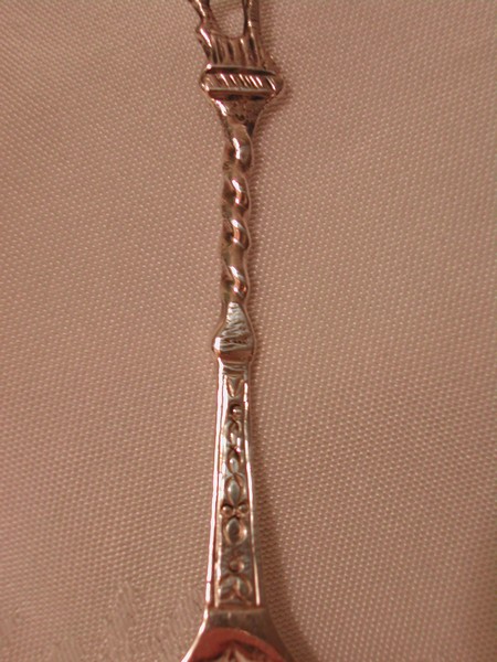 Antique Coin Silver Twist Handle Spoon Flamingo Pilgrim