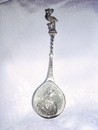 Antique Coin Silver Twist Handle Spoon Flamingo Pilgrim