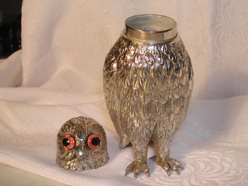 Unique Old Silver Plate Owl Sugar Castor England