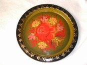 A Vintage Hand Painted Tole Toleware Tray Marked