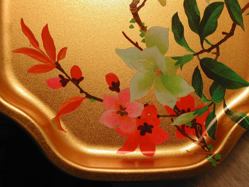 Elegant English Gold Bird & Botanical Tin Tip Tray