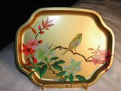 Elegant English Gold Bird & Botanical Tin Tip Tray
