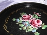 A Vintage Tole Toleware Tray Hand Painted Pink Roses