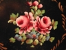A Vintage Tole Toleware Tray Hand Painted Pink Roses