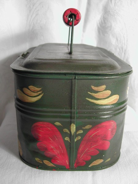 Hand Painted Toleware American Folk Art Tinware Document Box