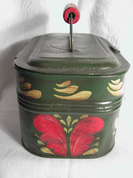 Hand Painted Toleware American Folk Art Tinware Document Box