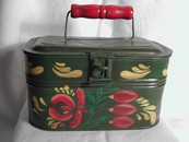 Hand Painted Toleware American Folk Art Tinware Document Box
