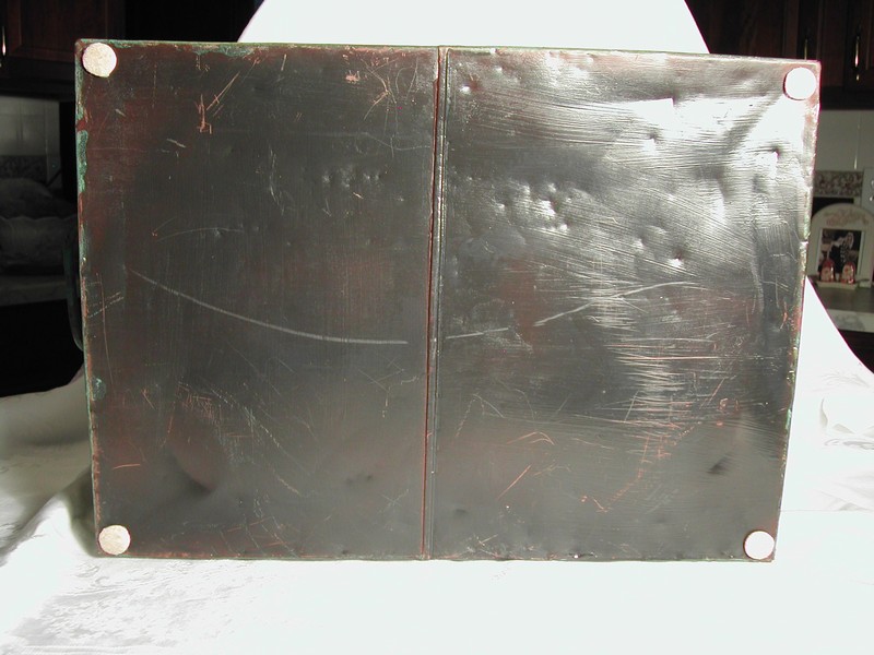 Antique Metal Ware Hand Painted Quail Document Box