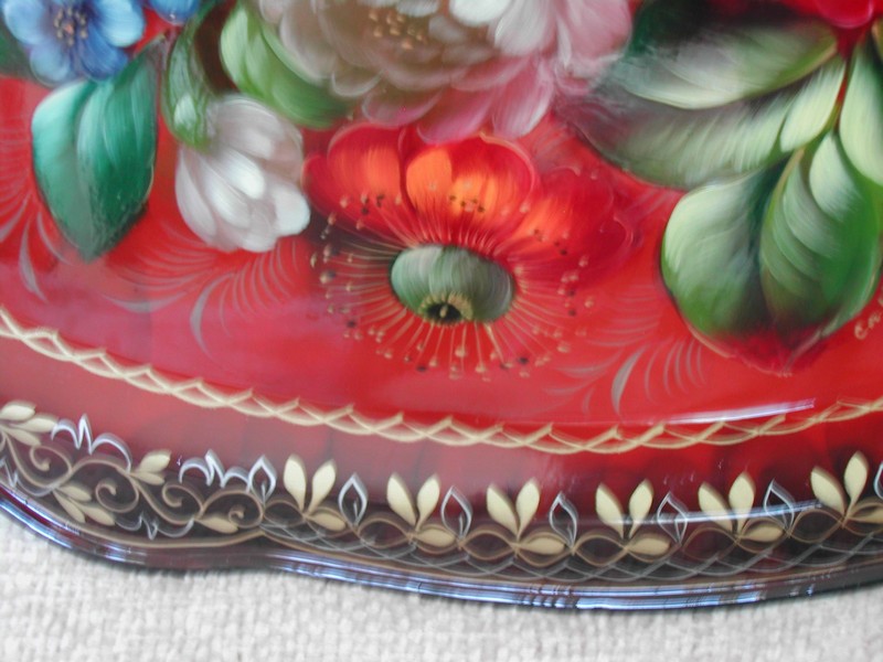 Large Tole Style H P & Artist Signed Metal Ware Tray Caspacoca