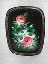 Tole Style Hand Painted Metal Ware Tray Zhostovo Russia