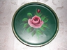 Green Tole Ware Tray with Pink Roses