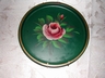 Green Tole Ware Tray with Pink Roses