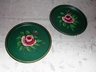 Green Tole Ware Tray with Pink Roses